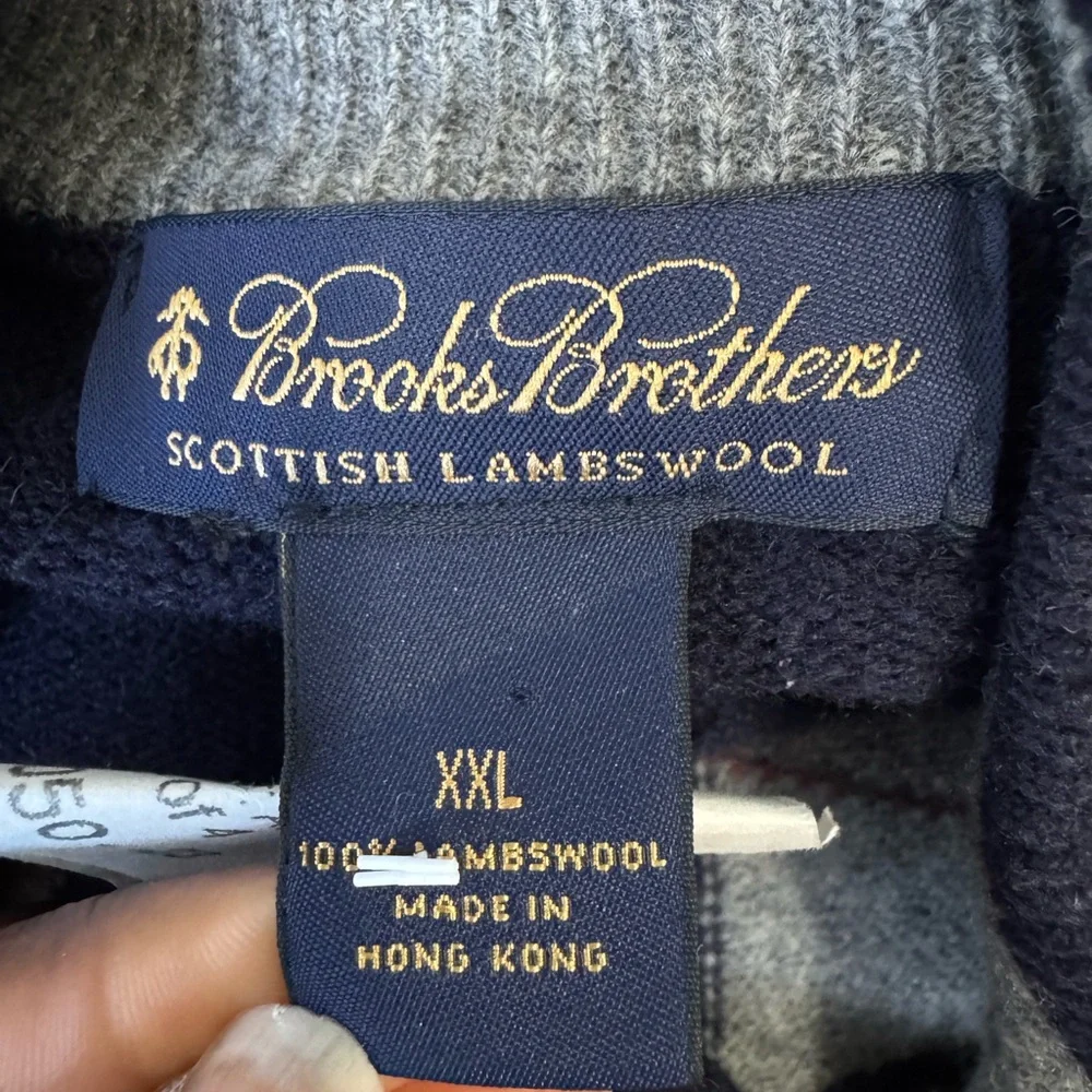 Brooks Brothers Men’s 100% Lambswool Full Zipper Sweater Sz